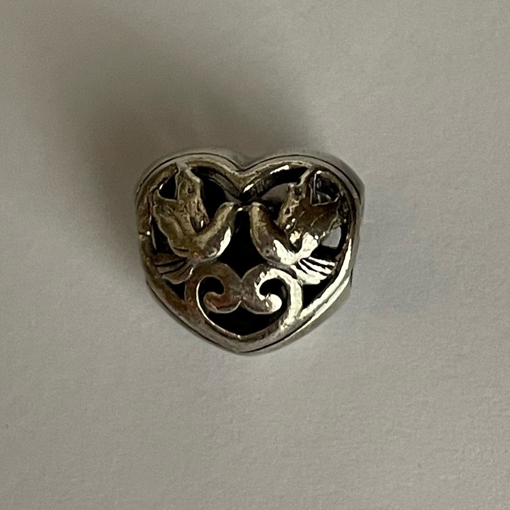 Persona bird dove heart charm sterling silver